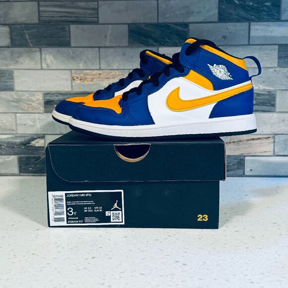 Nike Jordan Mid Lakers PS Big Kids' Shoes – Size 3Y
